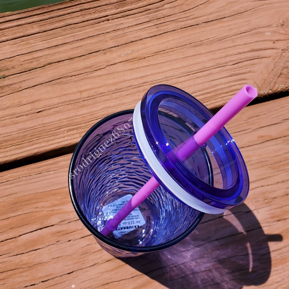 Starbucks rippled blue glass cup - Picture 4 of 6